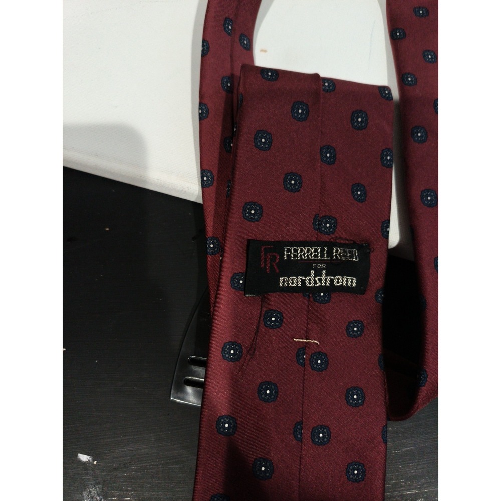 Ferrell Reed For Nordstrom Mens Neck Tie Maroon Silk Vintage Handmade In England